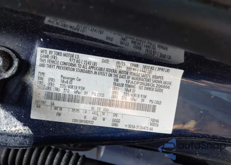 2016 Ford Focus Titanium из США, поврежденный, VIN 1FADP3N26GL206866